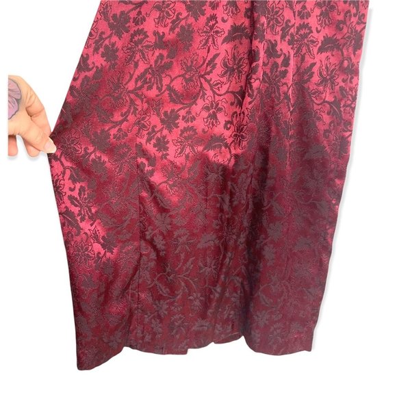 Vintage 90s Knapp Studio Cheongsam Satin Full Length Dress Medium - Picture 7 of 12